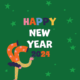 jolly text on green background reading "Happy New Year 2024"