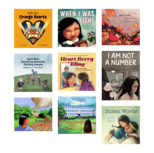 A collage of nine book covers.