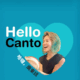 Image of singing woman on a blue background