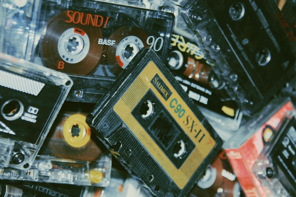 A pile of cassette tapes.
