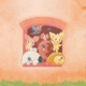 A group of cartoon animals look out the window.