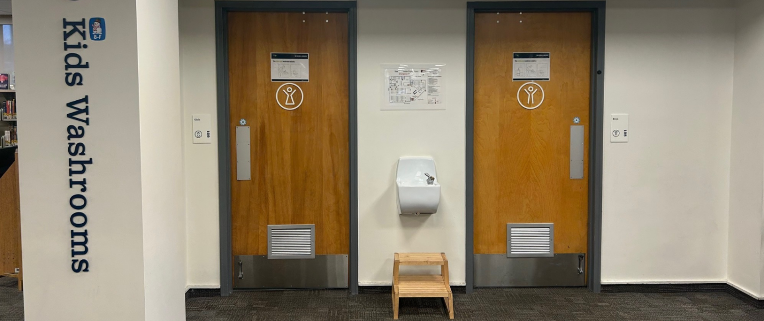 Kids washrooms at New Westminster Public Library's Main Branch.