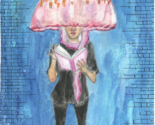 An orginal artwork created by Annaria Makula for NWPL's 2026 Teen Art Contest.