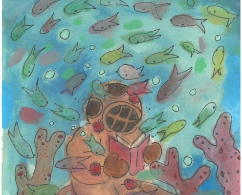 An orginal artwork created by Jancis Nartia for NWPL's 2026 Teen Art Contest.